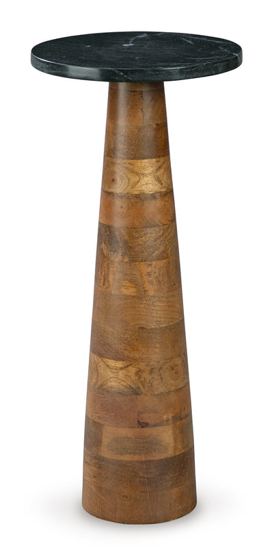 Quinndon Brown/Black Accent Table Marble Top A4000633