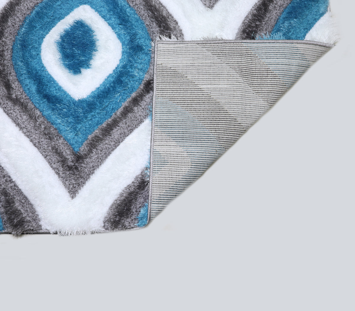 3D Shaggy GRAY-TURQOUISE Area Rug - 3D151. 5X7
