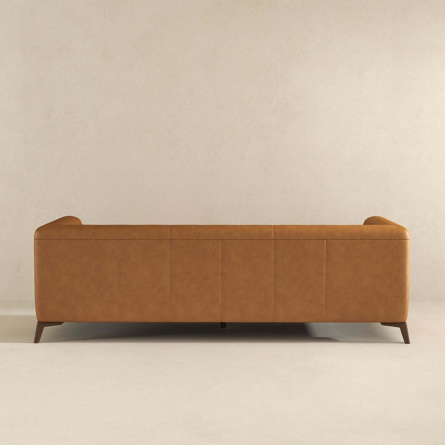 Carter Tan Tufted Tight Back Genuine Leather Sofa