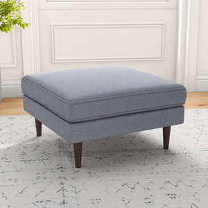 Amber Mid-Century Modern Square Upholstered Ottoman Grey