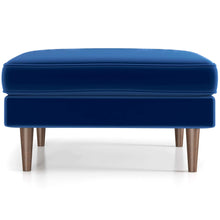 Load image into Gallery viewer, Amber Mid-Century Modern Square Upholstered Ottoman Navy