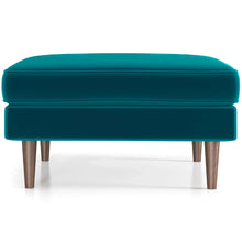 Load image into Gallery viewer, Amber Mid-Century Modern Square Upholstered Ottoman Green