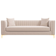 Load image into Gallery viewer, Angelina Mid-Century Modern Cream Velvet Tufted Sofa