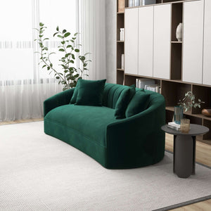 Gabriella Green  Japandi Style Tight Back Velvet Couch