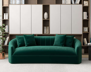 Gabriella Green  Japandi Style Tight Back Velvet Couch