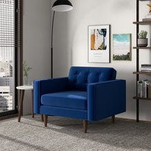 Load image into Gallery viewer, Casey Mid-Century Modern Blue Velvet Lounge Chair