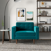 Load image into Gallery viewer, Casey Mid-Century Modern Teal Velvet Lounge Chair
