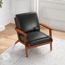 Load image into Gallery viewer, Connor Black Solid Wood Genuine Leather Lounge Chair