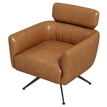Load image into Gallery viewer, Camila Mid-Century Modern Tan Leather Lounge Chair