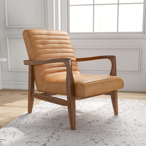 Micah Genuine Tan Leather Accent Chair