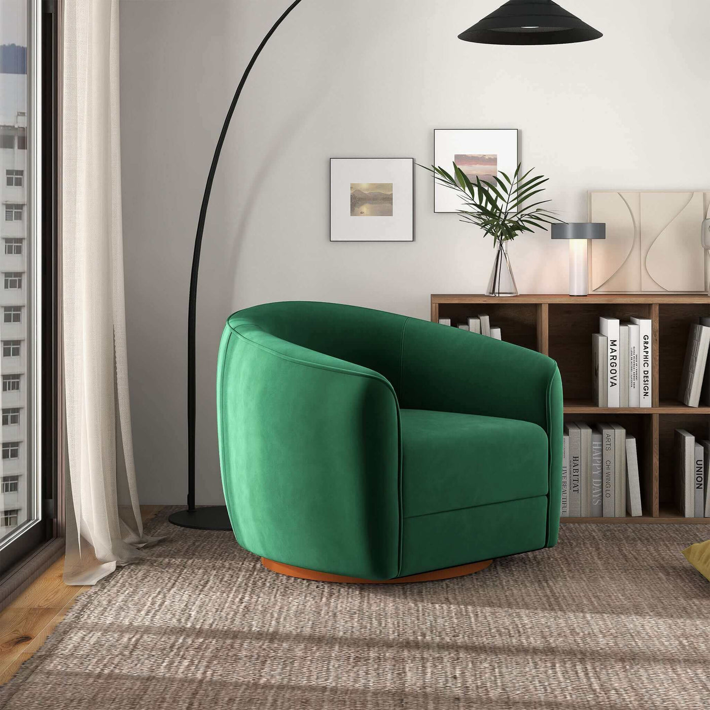 Elise Green Velvet Swivel Chair
