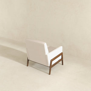 Cole Mid-Century Modern Solid Wood Beige Velvet Lounge Chair