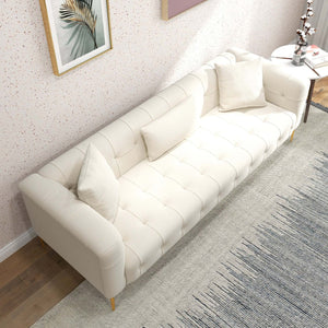 Alessandra Gold Plated Leg French Boucle Sofa In Cream