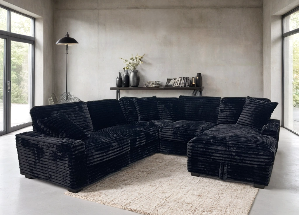 Alisson Black Sectional STORAGE CHAISE