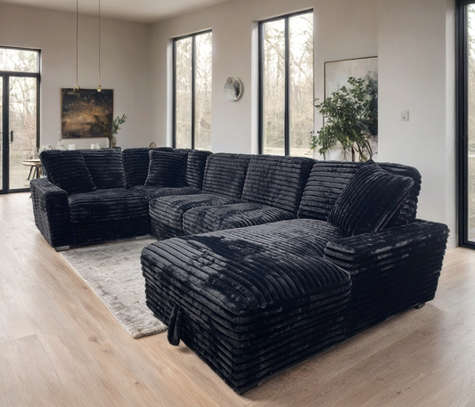 Alisson Black Sectional STORAGE CHAISE