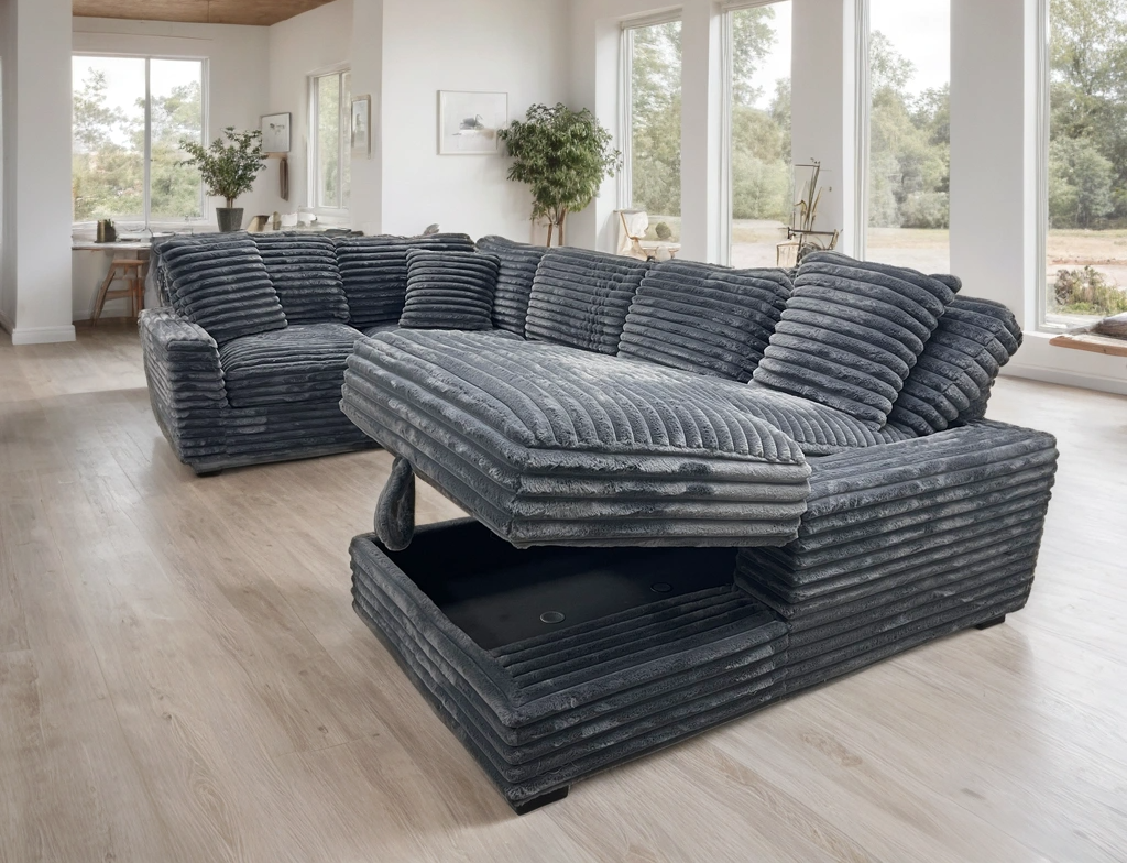 Alisson Charcoal Sectional STORAGE CHAISE