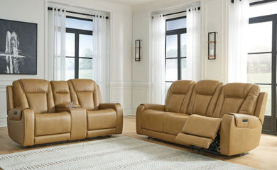 Card Player Cappuccino POWER Reclining Sofa and Loveseat 11807