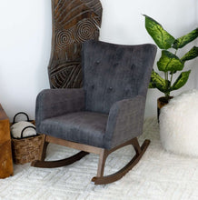 Load image into Gallery viewer, Alistair Grey Linen Solid Wood Rocking Chair
