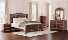 Load image into Gallery viewer, 2 Tone Glossy Reddish/Brown Finish Bedroom Set  B1055