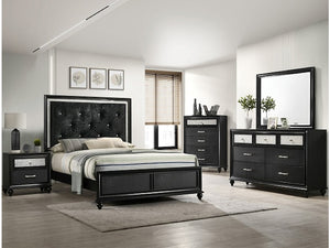 Lila Black Upholstered Panel Bedroom Set | B4398