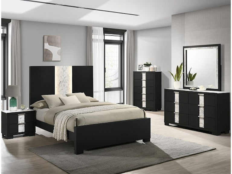 Rangley Black LED Panel Bedroom Set B6835