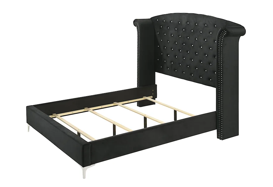 Lucinda Black Velvet Upholstered Panel Bedroom Set B9265