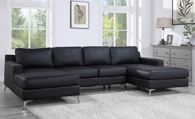 Candace Black Double Chaise Sectional