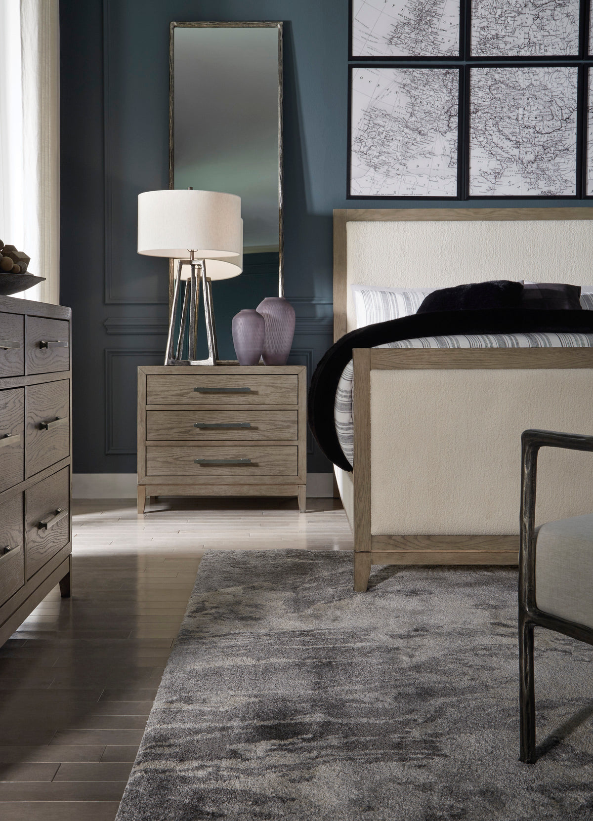 Chrestner Gray/Beige Upholstered Panel Bedroom Set
B98356