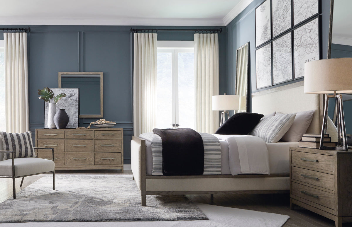 Chrestner Gray/Beige Upholstered Panel Bedroom Set
B98356
