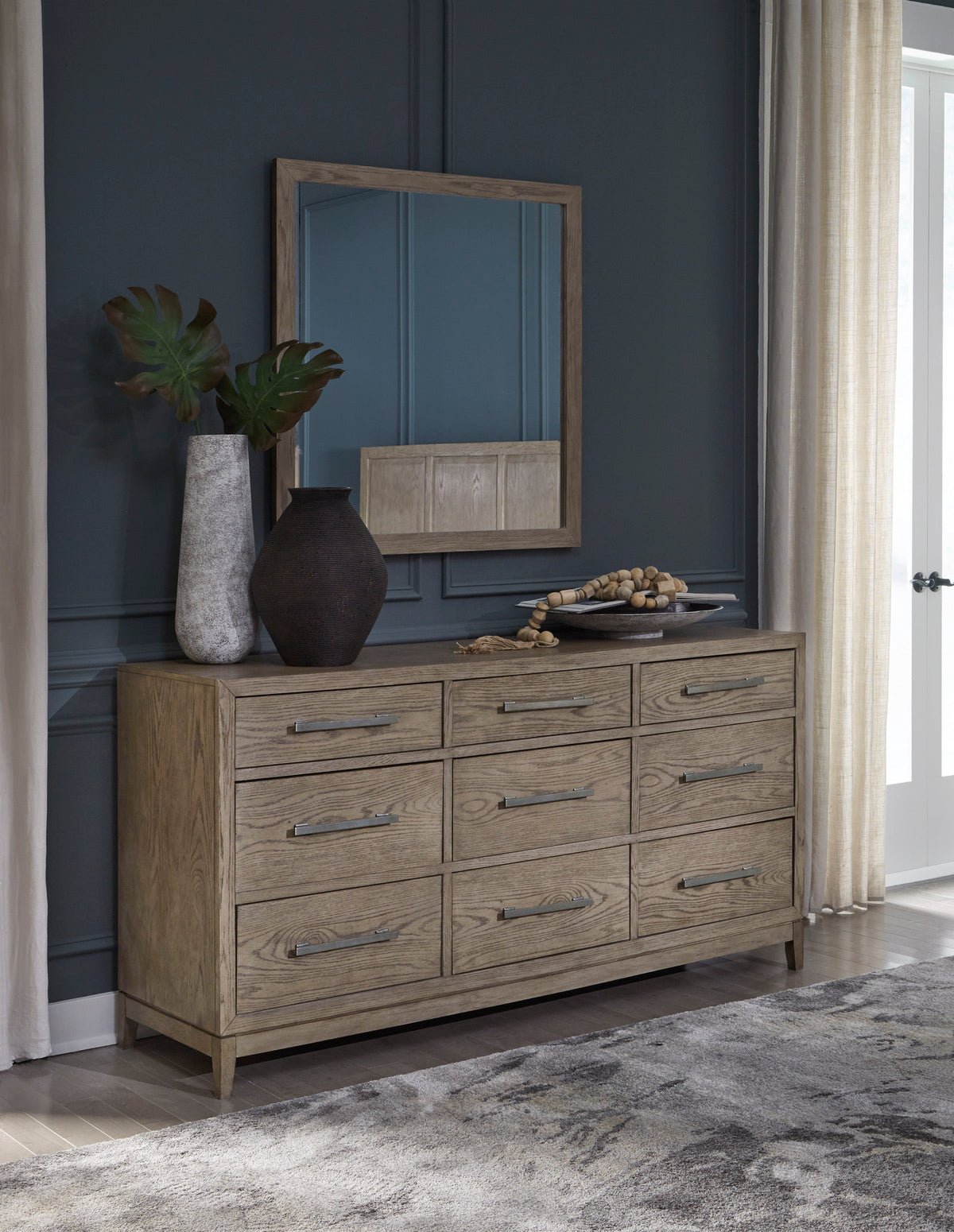 Chrestner Gray/Beige Upholstered Panel Bedroom Set
B98356
