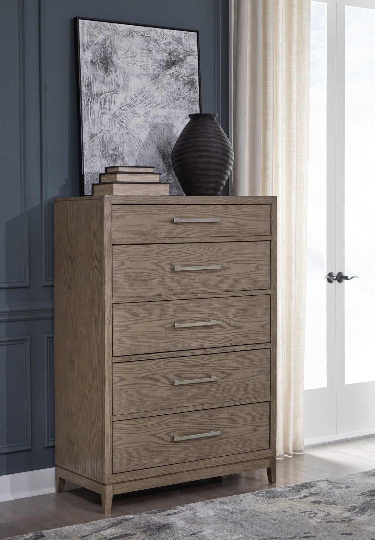 Chrestner Gray/Beige Upholstered Panel Bedroom Set
B98356