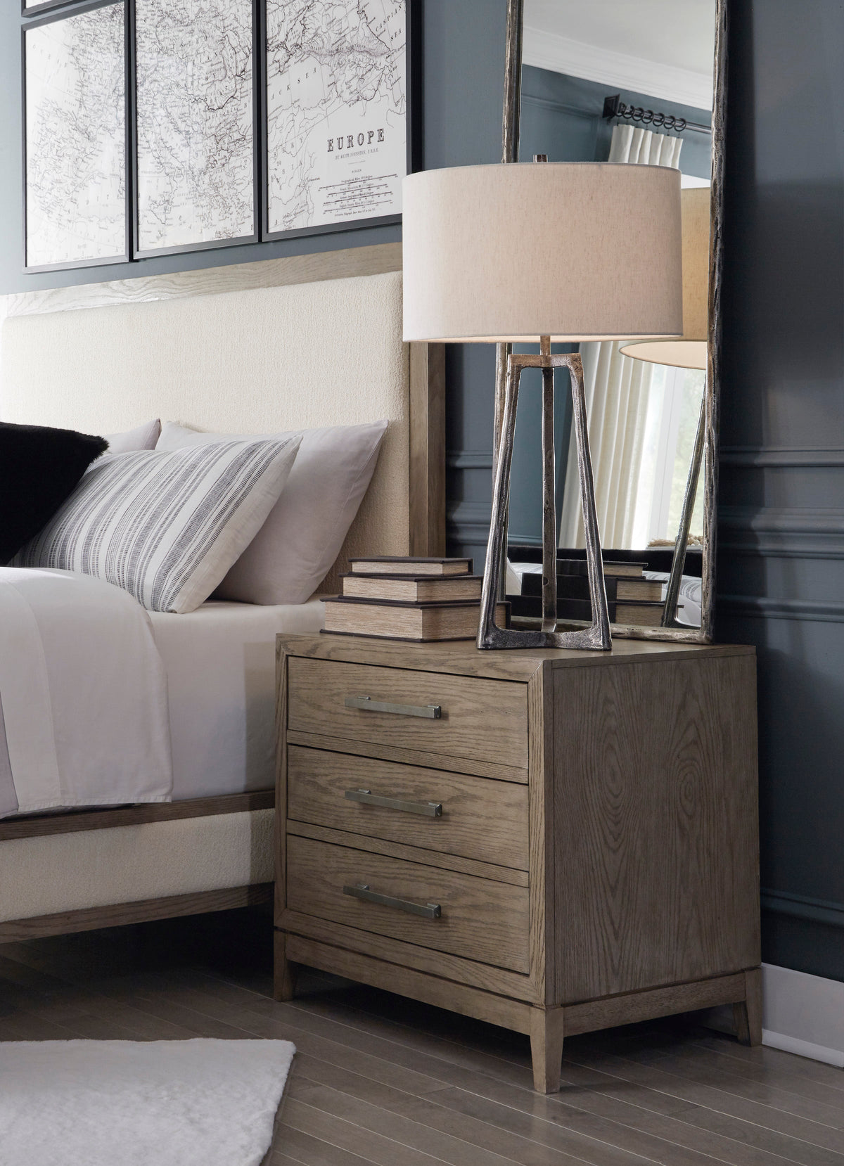 Chrestner Gray/Beige Upholstered Panel Bedroom Set
B98356