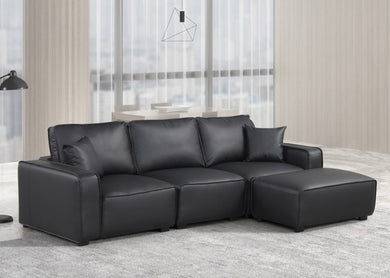 Columbia Black Leather Sectional