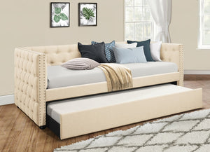 Courage Beige Linen Daybed with Trundle