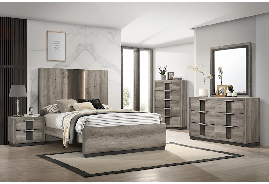 Rangley Grey LED Panel Bedroom Set B6830