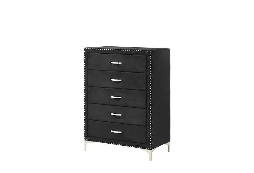 Lucinda Black Velvet Upholstered Panel Bedroom Set B9265