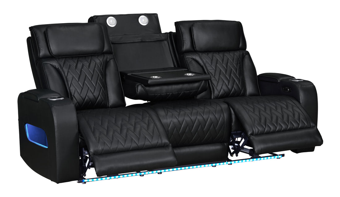 Dubai Black POWER/LED/BLUETOOTH SPEAKERS 3pc Reclining Set