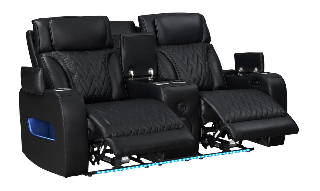 Dubai Black POWER/LED/BLUETOOTH SPEAKERS 3pc Reclining Set