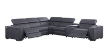 Load image into Gallery viewer, Picasso Dark Grey 2 POWER  Leather Match 6pc Sectional  MI631