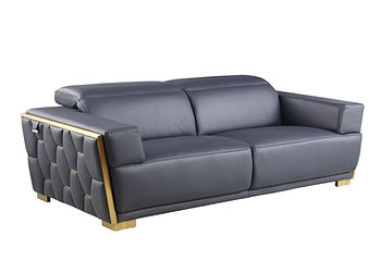 Hexor Navy Italian Leather Sofa And Loveseat MI-1245