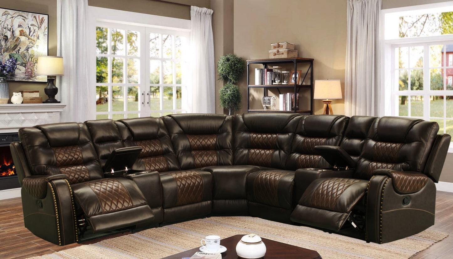 Phoenix 2Tone Brown Reclining Sectional S1987