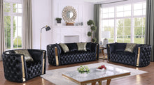 Load image into Gallery viewer, Roka Black Velvet 3pc Living Room Set S8290