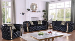 Roka Black Velvet 3pc Living Room Set S8290