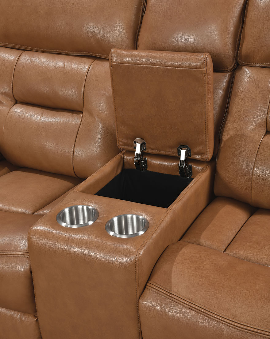 Dallas Camel LEATHER 3pc Reclining Set S8232