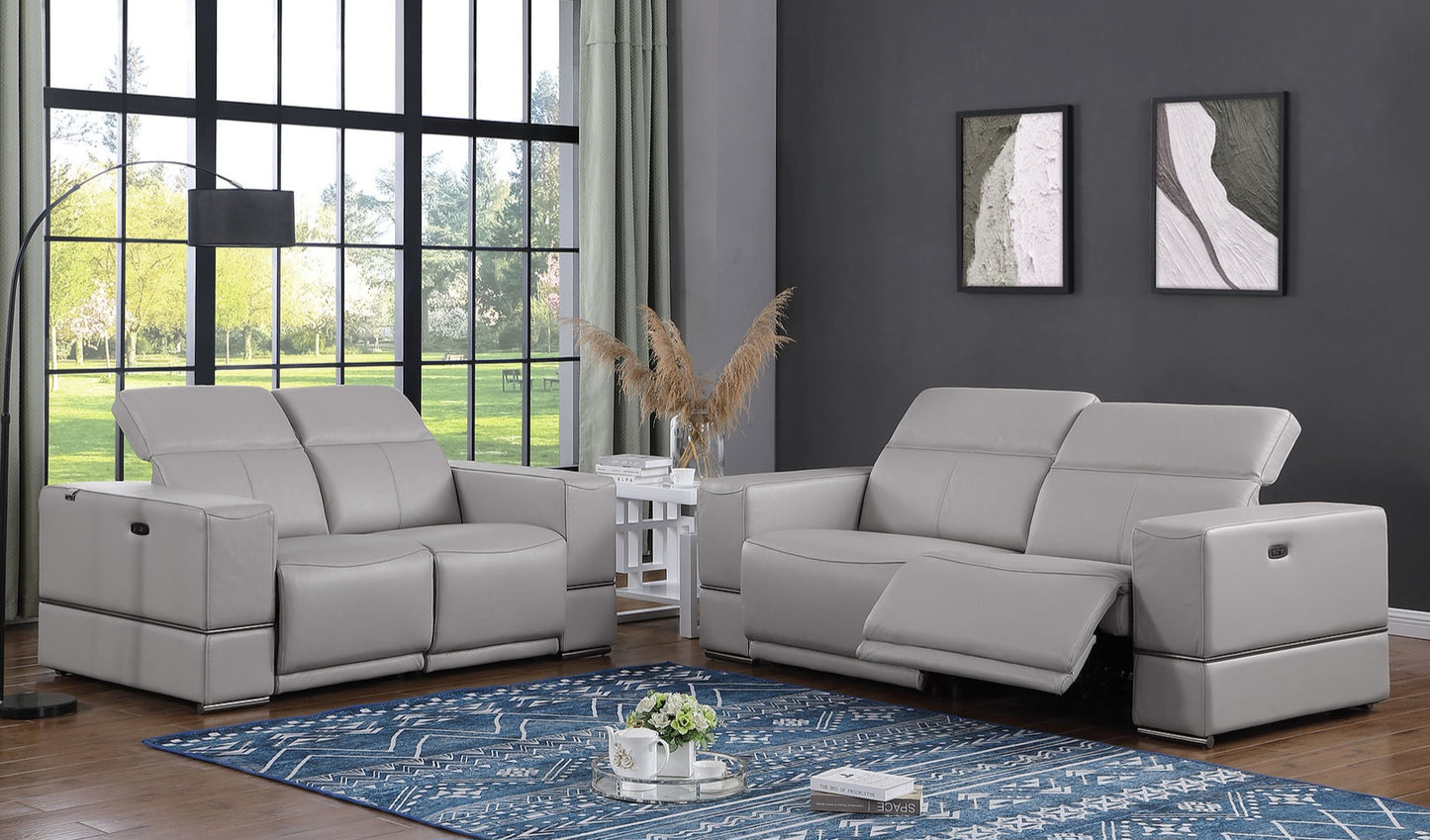 Franco Light Grey POWER Reclining Sofa and Loveseat MI-1122