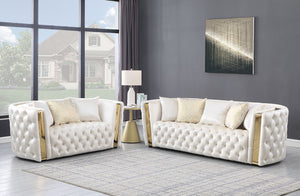 Royal White Velvet Sofa And Loveseat  S8290