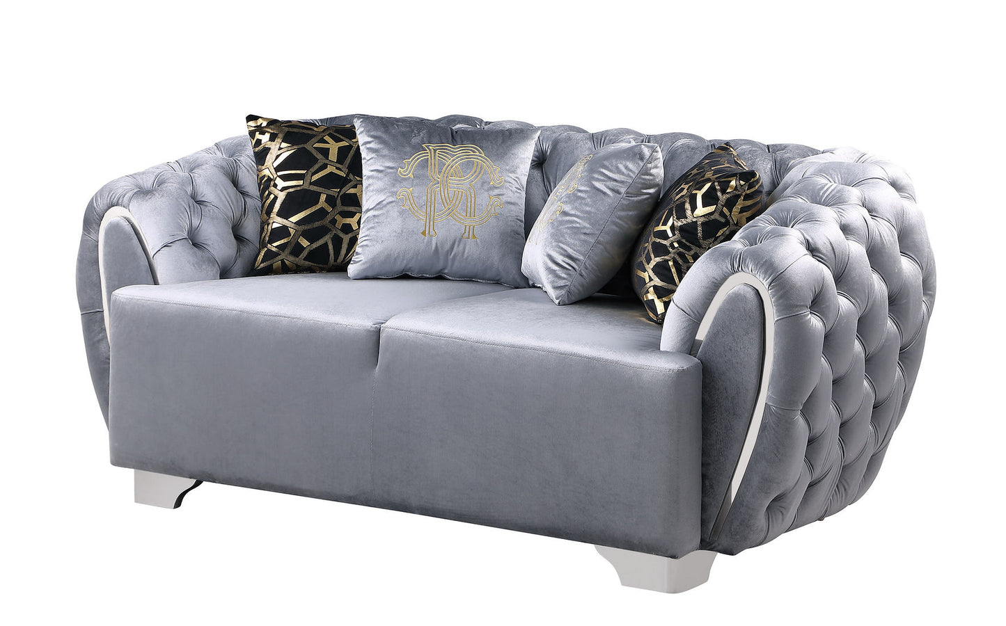 Mila Grey Velvet Sofa and Loveseat S2004