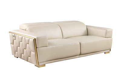 Hexor Beige Italian Leather Sofa and Loveseat MI-1245
