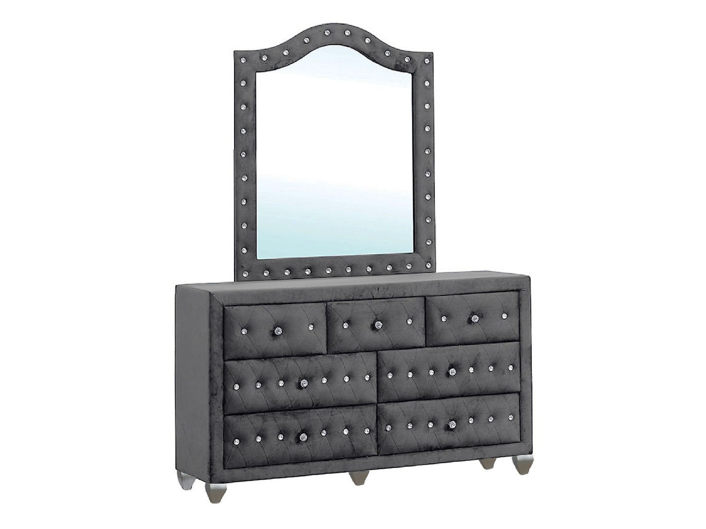 Divination Grey Velvet BLUETOOTH SPEAKERS Panel Bedroom Set B2030