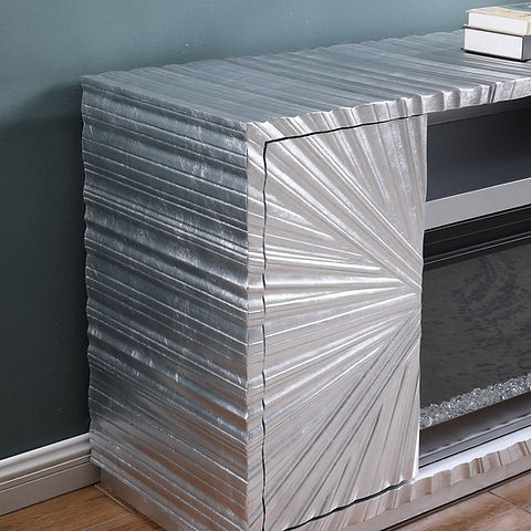 Selene Silver Leaf 66" Fireplace TV Stand A-F06